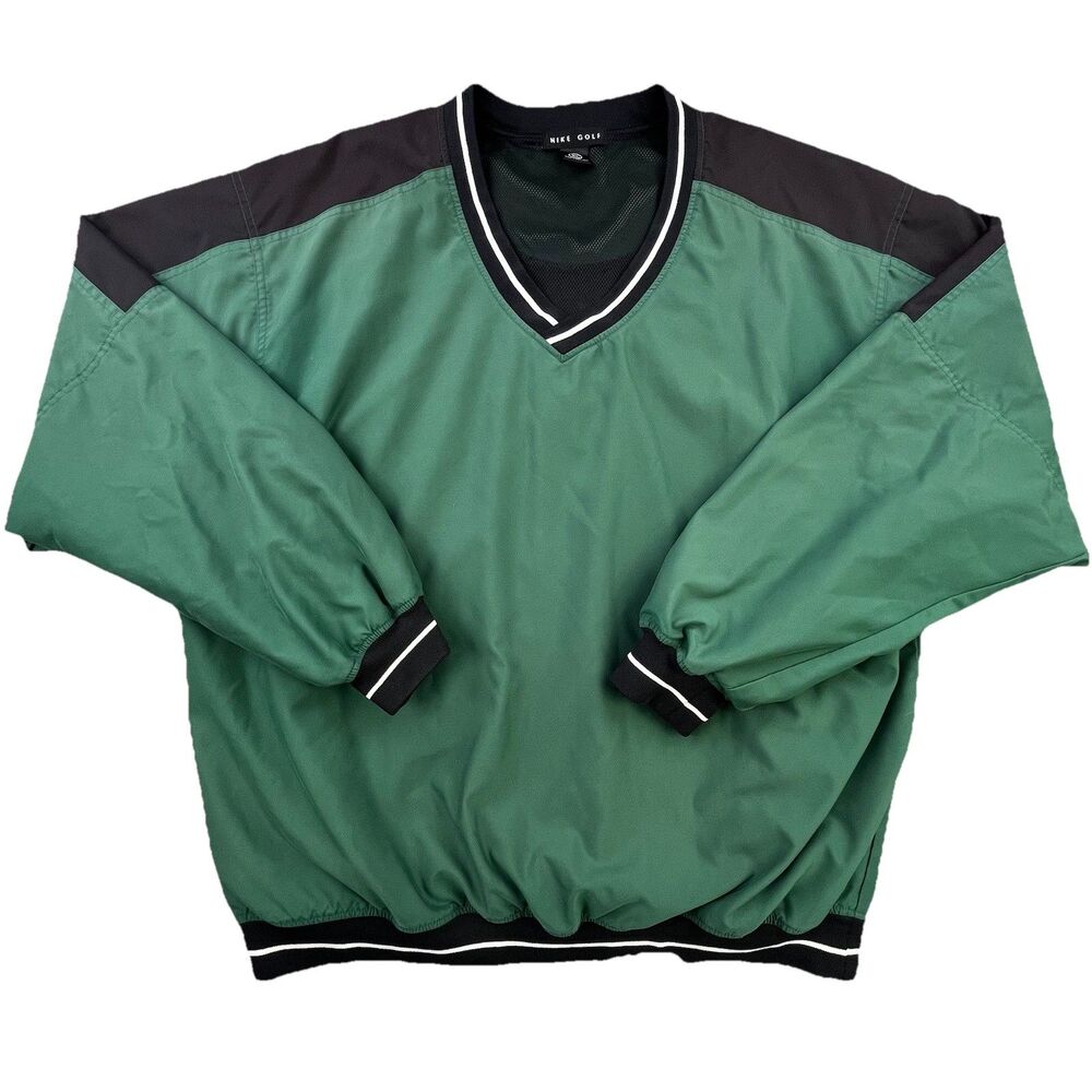 Vintage Nike Golf Windbreaker Jacket  Men's XL Green V-Neck Pullover Vented